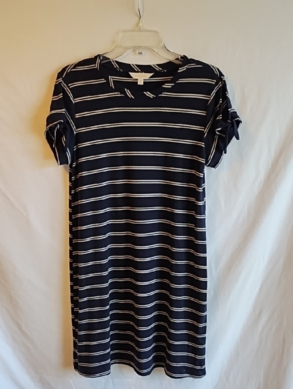 LC Lauren Conrad Navy and White Striped T-Shirt Dress